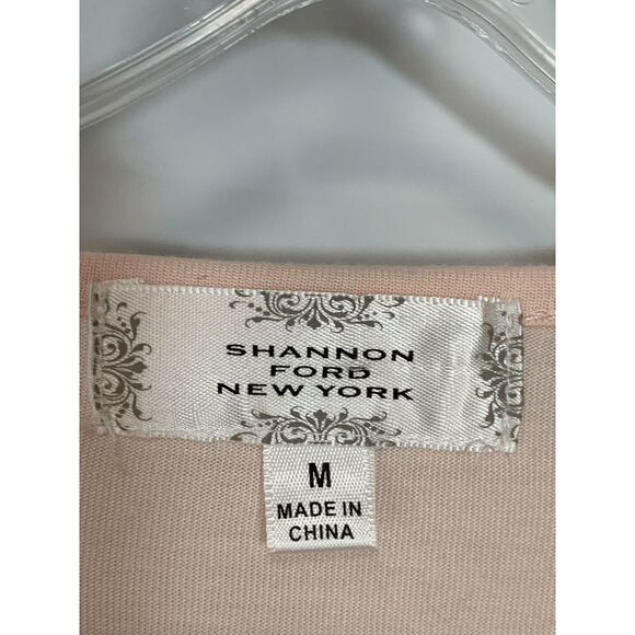 Shannon Ford New York Womens Sweater V Neck Circle Quarter Sleeve Pink Medium - Picture 7 of 8